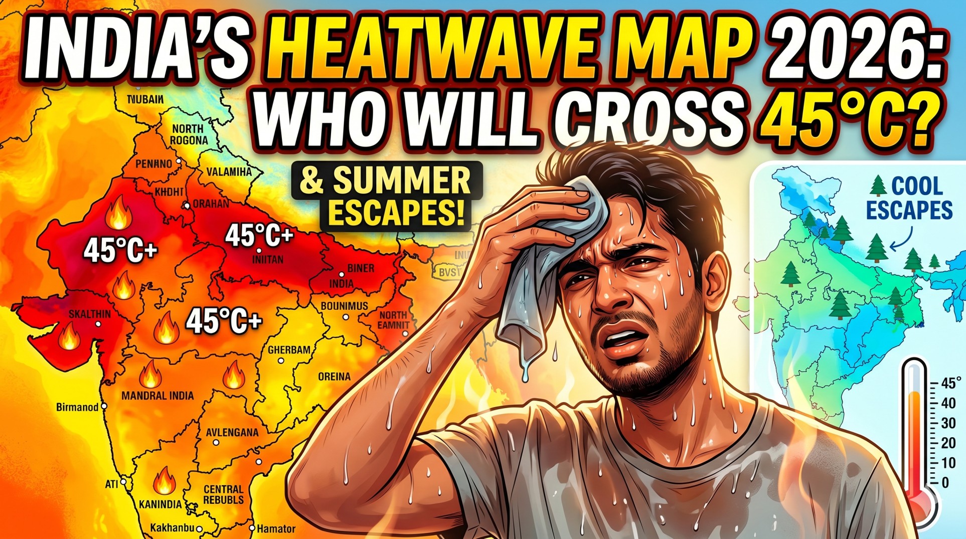 India’s Heatwave Map 2026: Which Cities Will Cross 45°C This Summer and Where to Escape