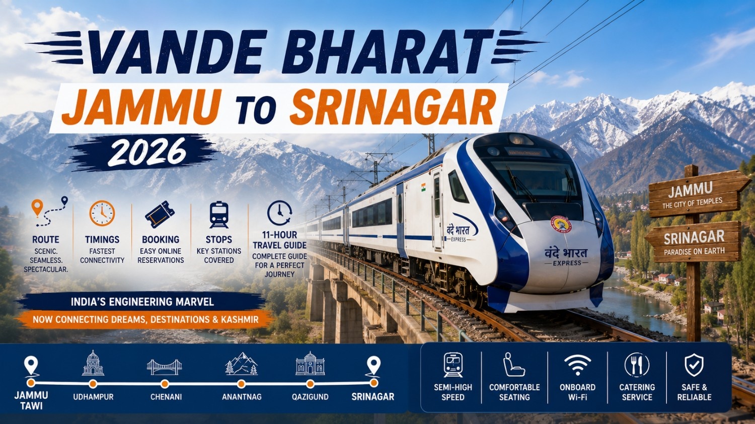 Vande Bharat Jammu to Srinagar 2026: Route, Timings, Booking, Stops & 11-Hour Travel Guide