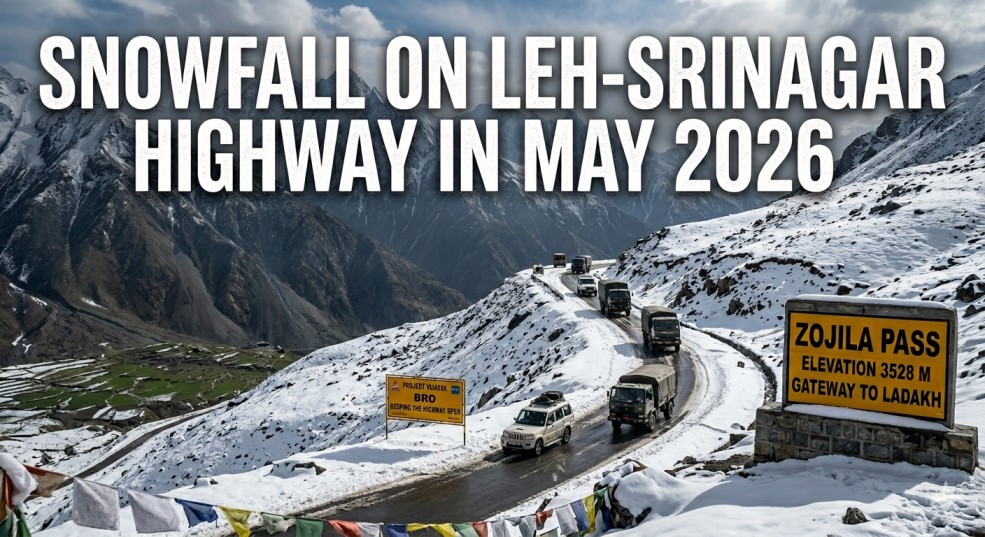 Snowfall on Leh-Srinagar Highway in May 2026: 12 Places to See Snow in India This June