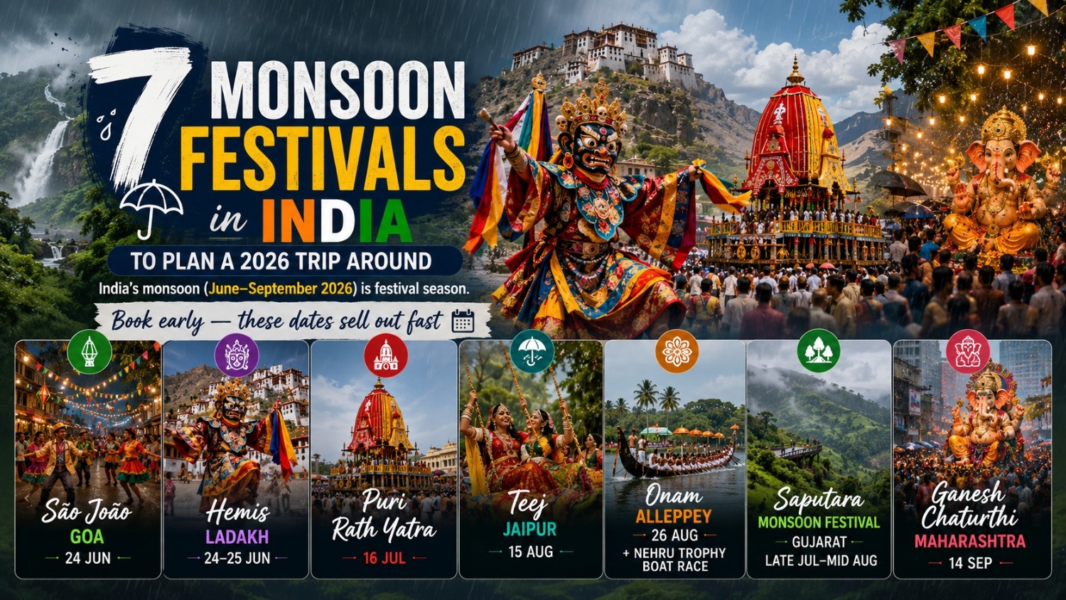 7 Monsoon Festivals in India to Plan Your 2026 Trip Around: Dates, Places, and Where to Stay