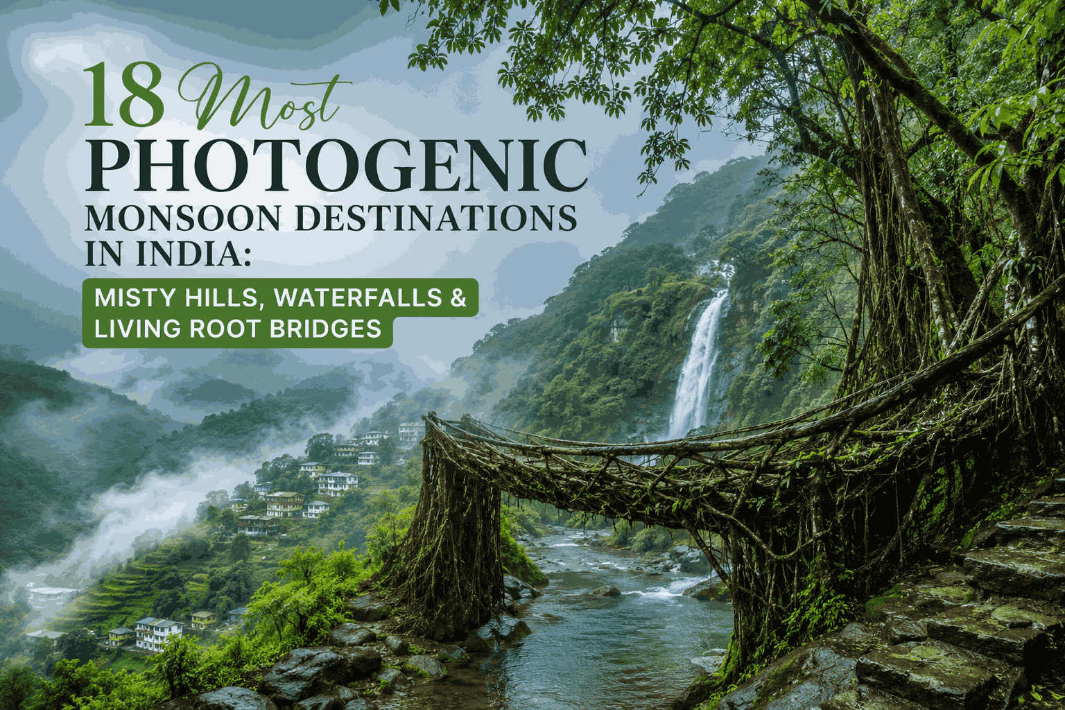 18 Most Photogenic Monsoon Destinations in India: Misty Hills, Waterfalls & Living Root Bridges