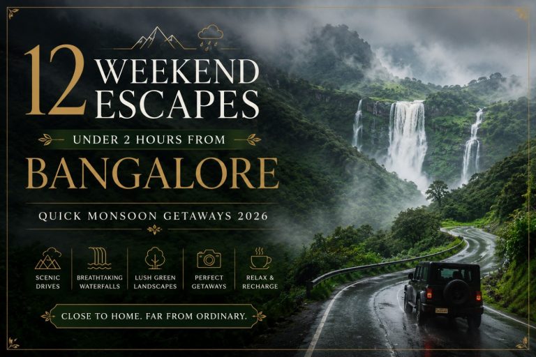 12 Weekend Escapes Under 2 Hours From Bangalore: Quick Monsoon Getaways 2026