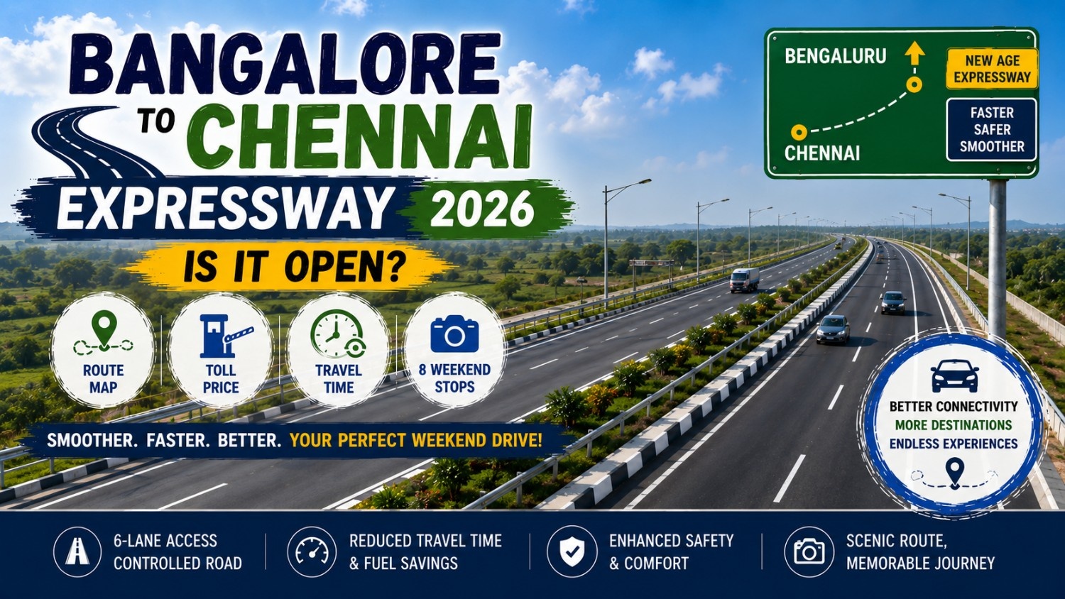 Bangalore-to-Chennai Expressway 2026: Is It Open? Route Map, Toll Price, Travel Time & 8 Weekend Stops (Yelagiri, Vellore, Kanchipuram)