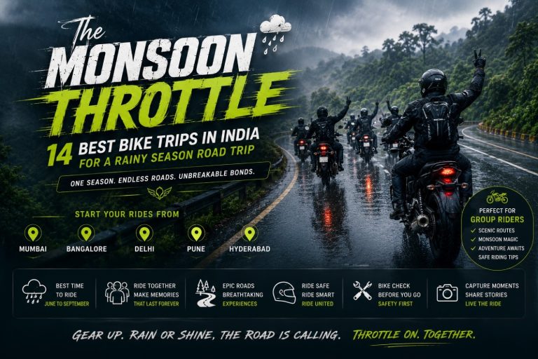 Monsoon Group Bike Trips in India: 14 Best Routes 2026