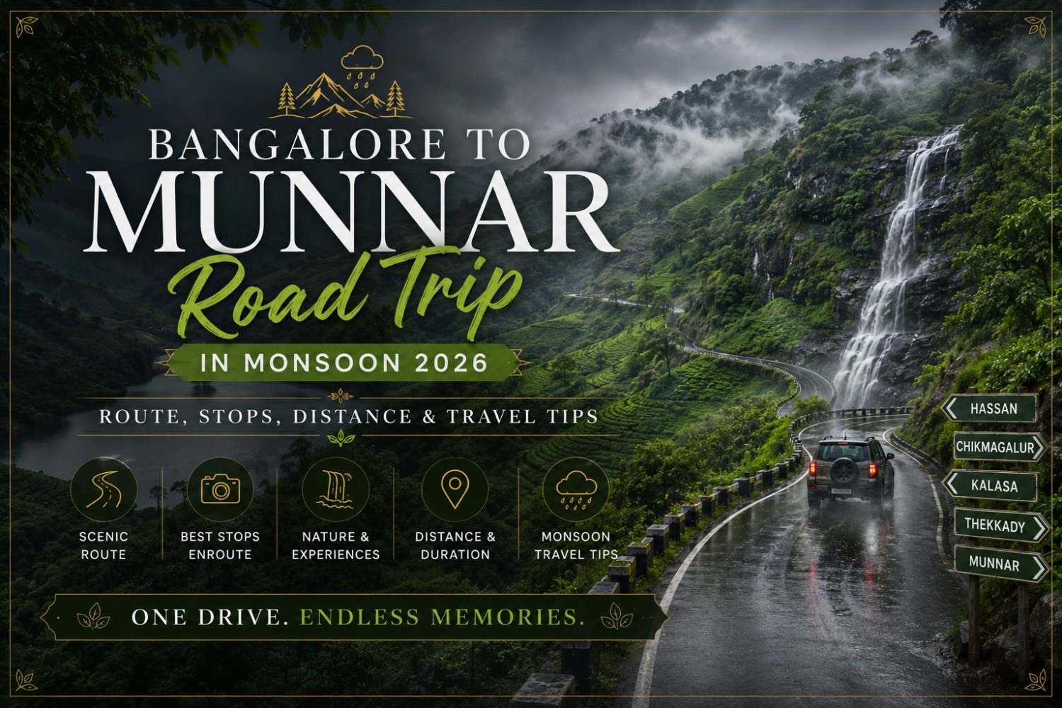 Bangalore to Munnar Road Trip in Monsoon 2026: Route, Stops, Distance & Travel Tips