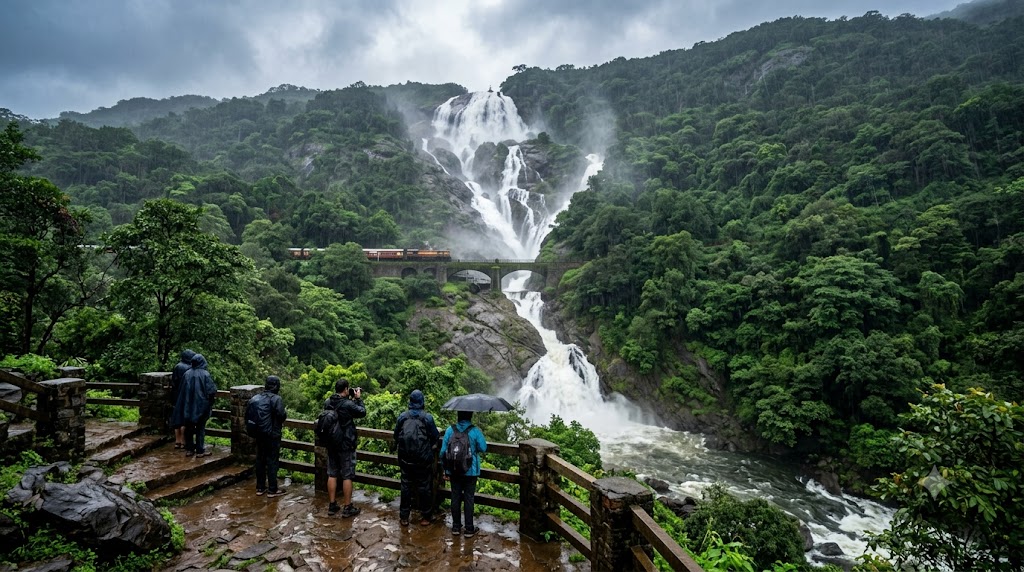 Dudhsagar Falls in Monsoon 2026: How to See the 310m Falls From the Train (Jeep Safari Is Closed)