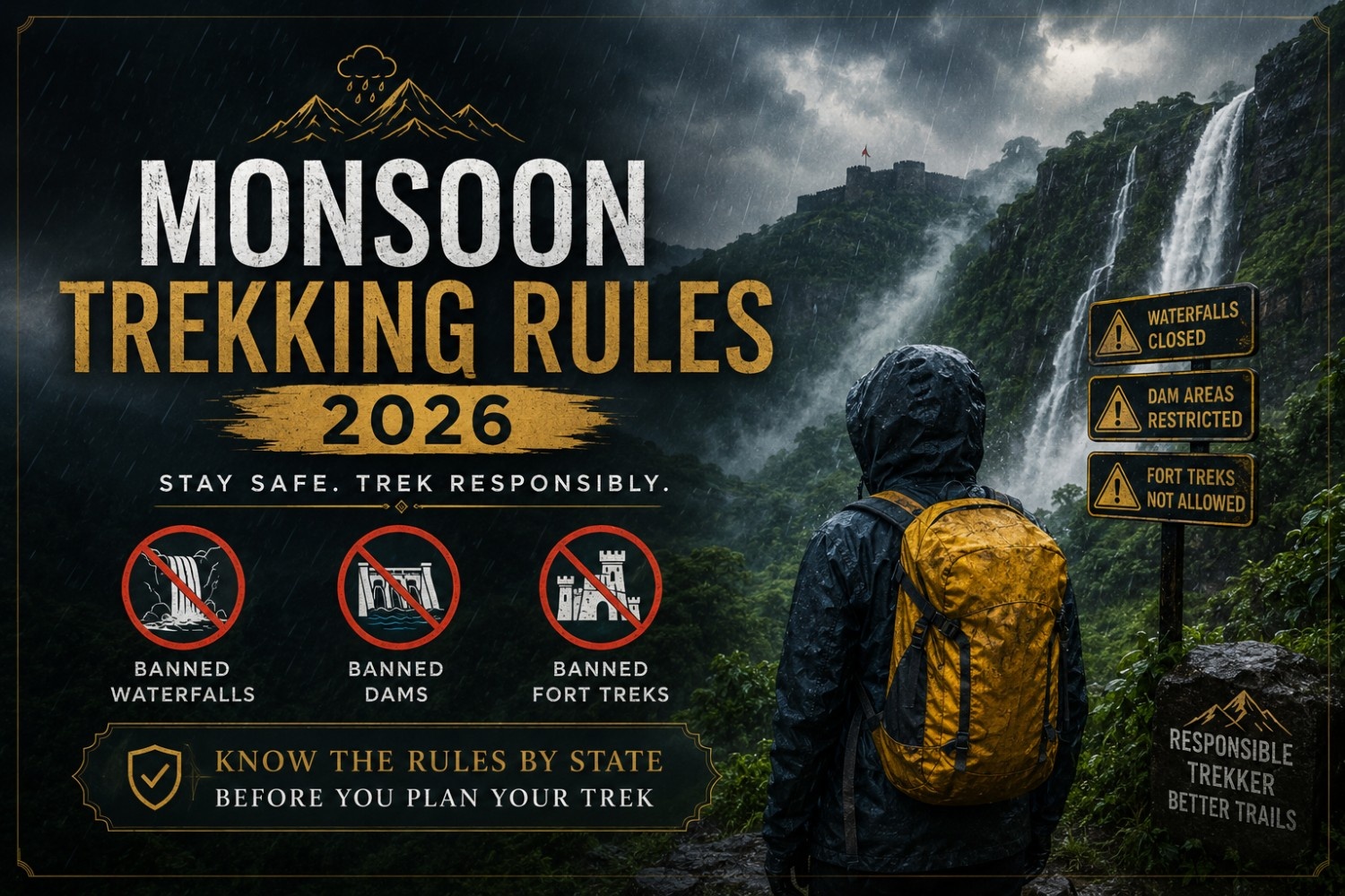 Monsoon Trekking Rules 2026: Banned Waterfalls, Dams & Fort Treks by State