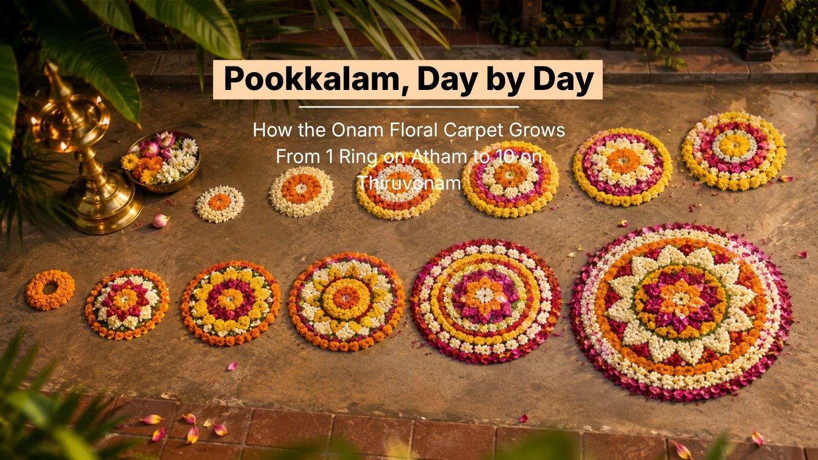 Pookkalam, Day by Day: How the Onam Floral Carpet Grows From 1 Ring on Atham to 10 on Thiruvonam